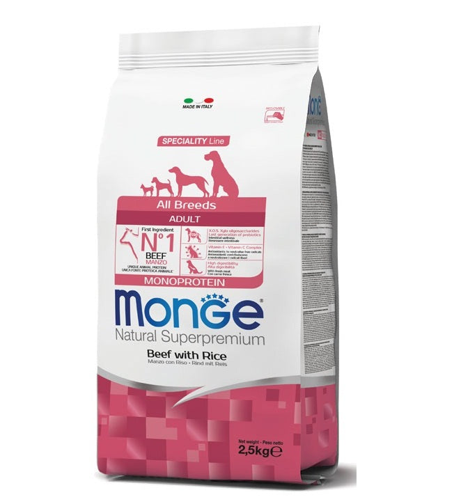 מונג’ בקר ואורז 12 ק”ג לכלב בוגר