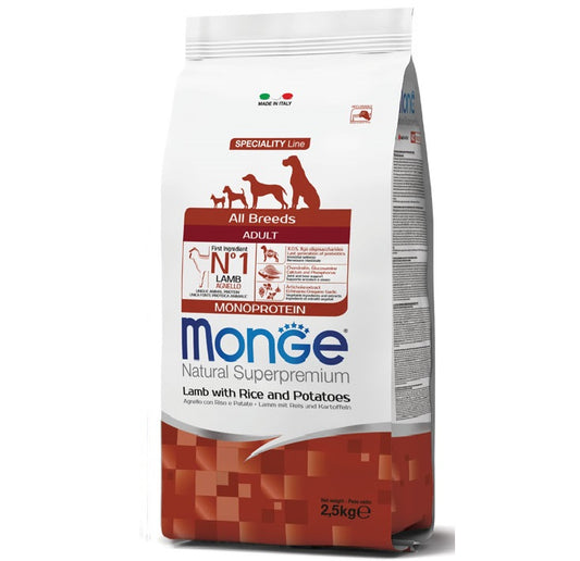 Monge Lamb & Rice Adult – מונג’ כבש ואורז לכלבים בוגרים | 12 ק"ג