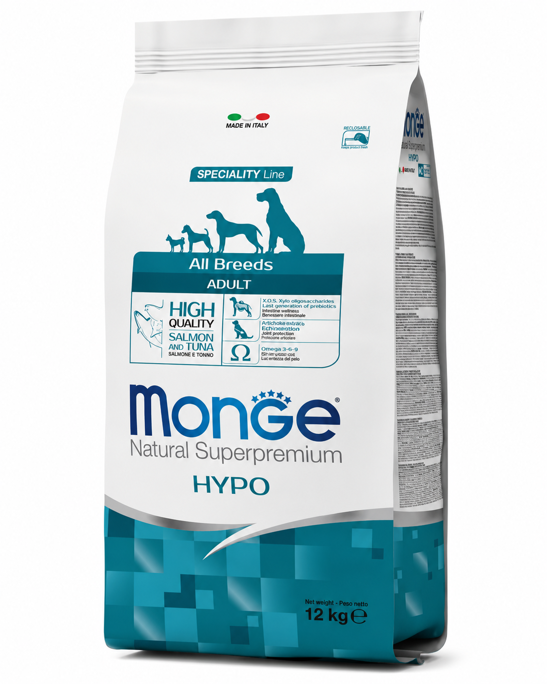 מונג' לכלב בוגר סלמון וטונה היפואלרגני 12 ק"ג monge salmon and tuna