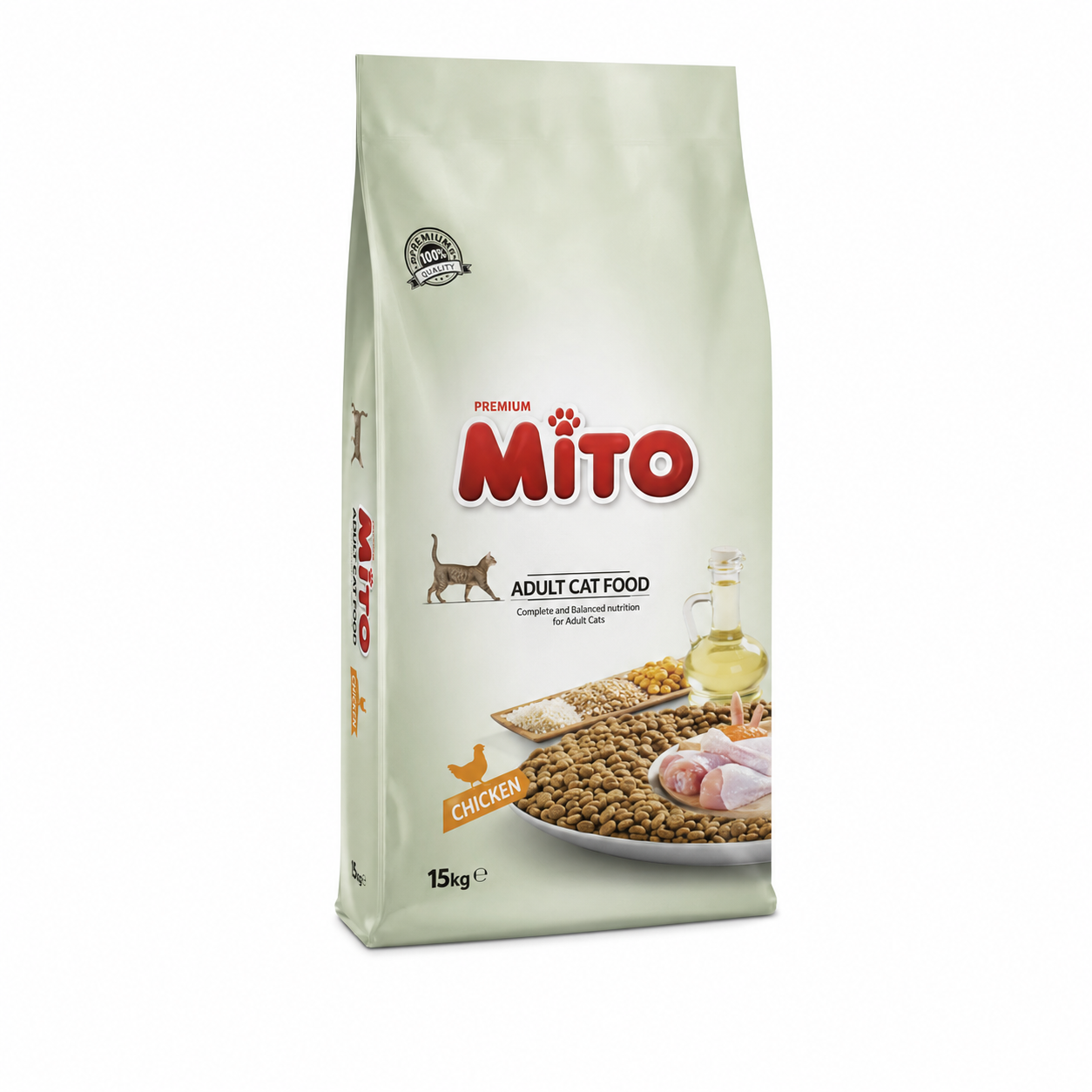 מיטו עוף – מזון יבש לחתולים בוגרים 15 ק״ג | Mito Adult Cat Food